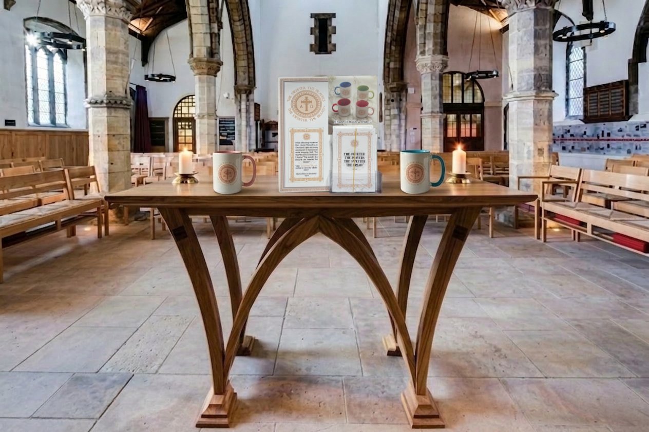 Literature rack mugs